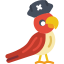 Small icon of a parrot dressed like pirate